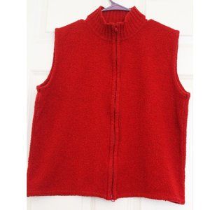Vintage Coldwater Creek Terry Towel Cardigan Sweater Vest Red Sz L Valentien's